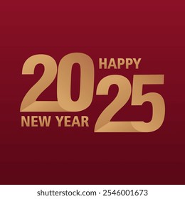Happy New Year 2025 design with real numbers and an elegant touch of color. Premium vector design for banners, greeting cards and book covers