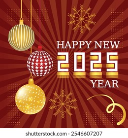 Happy New Year 2025 design with unique 3D numbers Premium vector design for Happy New Year 2025 greetings and celebrations.