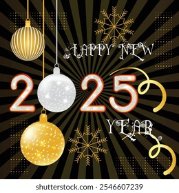 Happy New Year 2025 design with unique 3D numbers Premium vector design for Happy New Year 2025 greetings and celebrations.