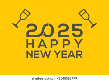 Happy New Year from 2025 design mockup for Christmas. Holiday Greeting Card for 2025 year - Vector Stock Illustration