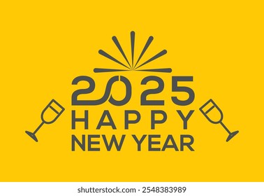 Happy New Year from 2025 design mockup for Christmas. Holiday Greeting Card for 2025 year - Vector Stock Illustration