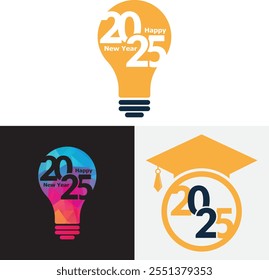 Happy New Year 2025 design. Creative design of 2025 typography.