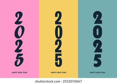 Happy New Year 2025 Design Template. New Year 2025 Celebration Gift Card Designs Template Pack. Editable EPS file.