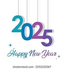  Gelukkig Nieuwjaar 2025 Ontwerpsjabloon Viering typografie poster, banner of wenskaart. vector illustratie.