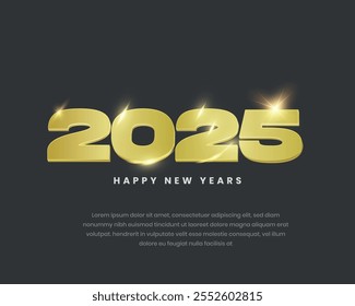 Happy New Year 2025 design with modern celebration numbers. Design for book cover, greeting card and poster.