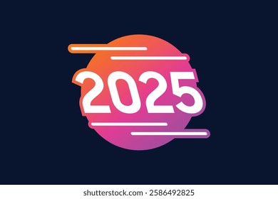 Happy New Year 2025 Design Template. Greeting Card Design With Trendy, Gradient Color Graphics.