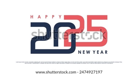 Happy new year 2025 design logo text vector illustration new year celebration concept