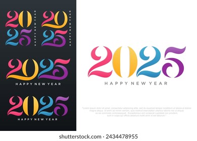 Feliz año nuevo 2025 diseño,2025 logo texto diseño. concepto de celebración de año nuevo . Ilustración de vector