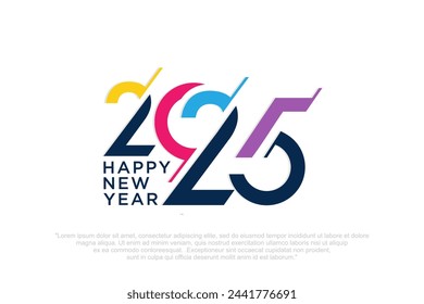 Feliz año nuevo 2025 diseño,2025 logo texto diseño. concepto de celebración de año nuevo . Ilustración de vector