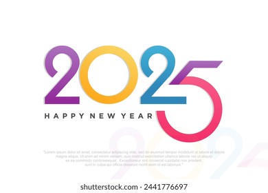 Feliz año nuevo 2025 diseño,2025 logo texto diseño. concepto de celebración de año nuevo . Ilustración de vector