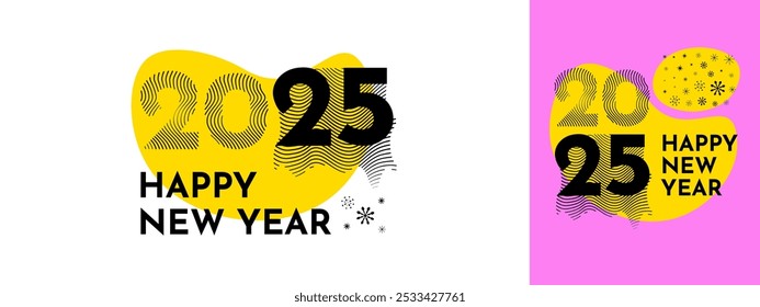 Feliz año Nuevo 2025 con diferentes números de diseño con concepto de colores festivos. Diseño de Vector de Premium para el discurso del año Nuevo 2025. Opciones Horizontales y de Vertical. fondos para la marca, Anuncio, portada.