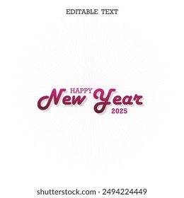 Glückliches Neues Jahr 2025 editierbarer Texteffekt Vektorillustration Vorlage
