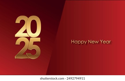 happy New Year 2025! Elegant colors and gold lettering. New Year's Eve balls.