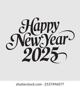 Feliz año Nuevo 2025 en caligrafía elegante