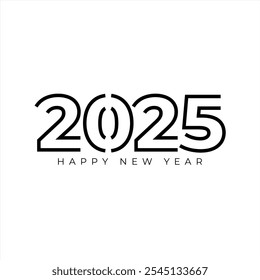 Feliz Año Nuevo 2025 Elemento Diseño de Vector con número 2025 Línea Diseño