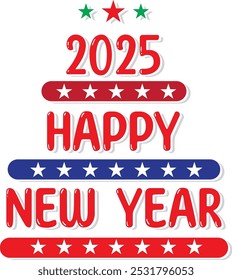 Happy new year 2025 emblem, 2025 typographhy, 2025 vector art, 2025 art,new illustration, excluive calendar art 