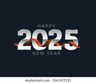 happy new year 2025 event background with ribbon design vector