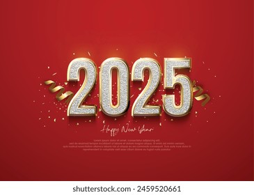 happy new year 2025. Fancy number design on shiny background. New Year 20225 celebration vector premium design. Calendar, poster and greeting card.