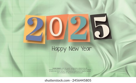 Happy New Year 2025. festive realistic ransom note number for Celebrate 2025 party