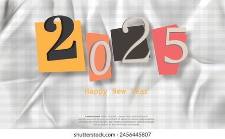 Happy New Year 2025. festive realistic ransom note number for Celebrate 2025 party