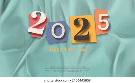 Happy New Year 2025. festive realistic ransom note number for Celebrate 2025 party