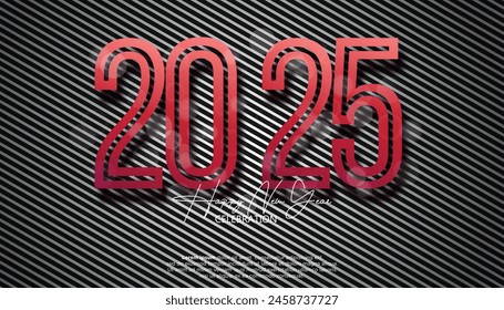 Happy New Year 2025. festive realistic decoration elegant number for Celebrate 2025 party, calender and poster