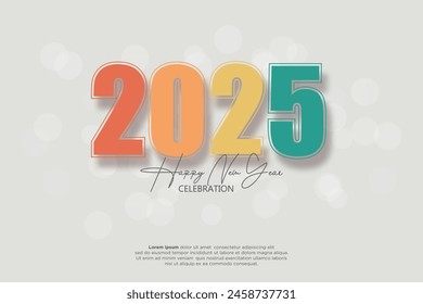 Happy New Year 2025. festive realistic decoration elegant number for Celebrate 2025 party, calender and poster