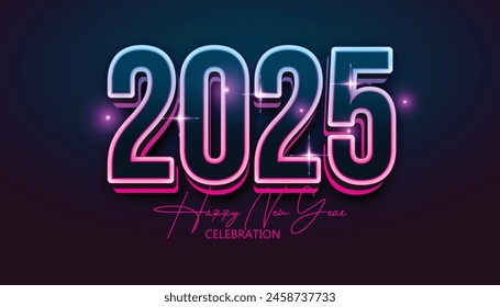 Happy New Year 2025. festive realistic decoration elegant number for Celebrate 2025 party, calender and poster