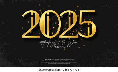 Happy New Year 2025. festive realistic decoration elegant number for Celebrate 2025 party, calender and poster