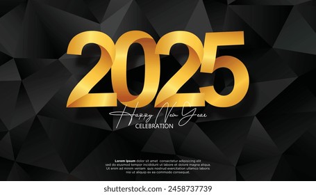 Happy New Year 2025. festive realistic decoration elegant number for Celebrate 2025 party, calender and poster