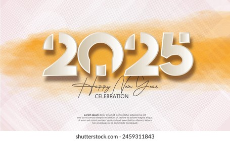 Happy New Year 2025. festive realistic decoration elegant number for Celebrate 2025 party, calender and poster
