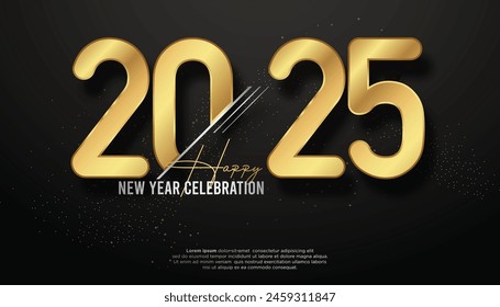 Happy New Year 2025. festive realistic decoration elegant number for Celebrate 2025 party, calender and poster
