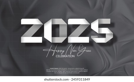 Happy New Year 2025. festive realistic decoration elegant number for Celebrate 2025 party, calender and poster
