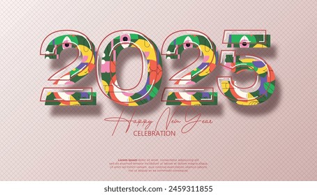 Happy New Year 2025. festive realistic decoration elegant number for Celebrate 2025 party, calender and poster
