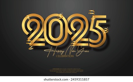 Happy New Year 2025. festive realistic decoration elegant number for Celebrate 2025 party, calender and poster
