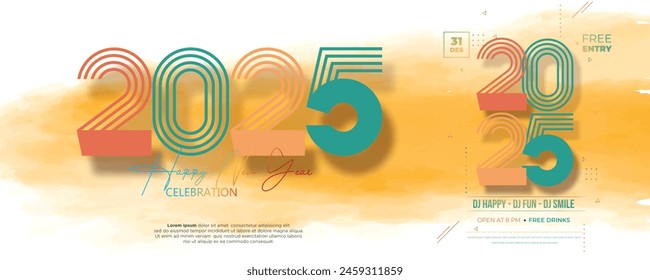 Happy New Year 2025. festive realistic decoration elegant number for Celebrate 2025 party, calender and poster
