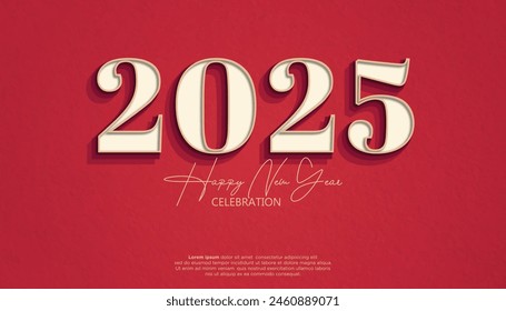 Happy New Year 2025. festive realistic decoration elegant number for Celebrate 2025 party, calender and poster