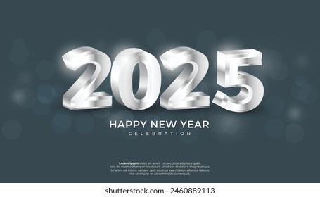 Happy New Year 2025. festive realistic decoration elegant number for Celebrate 2025 party, calender and poster