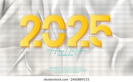 Happy New Year 2025. festive realistic decoration elegant number for Celebrate 2025 party, calender and poster