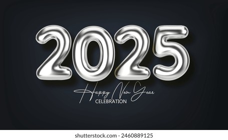 Happy New Year 2025. festive realistic decoration elegant number for Celebrate 2025 party, calender and poster