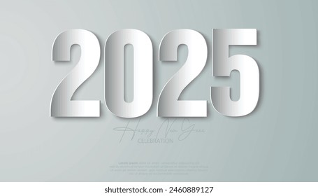 Happy New Year 2025. festive realistic decoration elegant number for Celebrate 2025 party, calender and poster