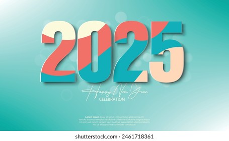 Happy New Year 2025. festive realistic decoration elegant number for Celebrate 2025 party, calender and poster