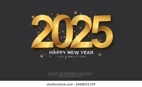 Happy New Year 2025. festive realistic decoration elegant number for Celebrate 2025 party, calender and poster