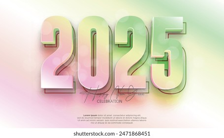 Happy New Year 2025. festive realistic decoration elegant number for Celebrate 2025 party, calender and poster