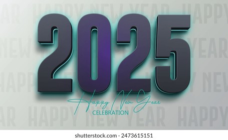 Happy New Year 2025. festive realistic decoration Black Blue number for Celebrate 2025 party, calender and poster