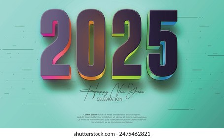 Happy New Year 2025. festive realistic decoration elegant number for Celebrate 2025 party, calender and poster