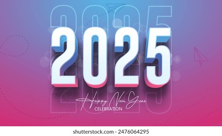 Happy New Year 2025. festive realistic decoration elegant number for Celebrate 2025 party, calender and poster