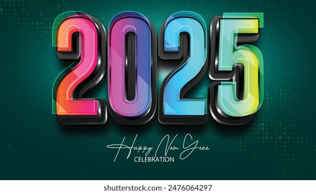Happy New Year 2025. festive realistic decoration elegant number for Celebrate 2025 party, calender and poster