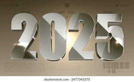 Happy New Year 2025. festive realistic decoration elegant number for Celebrate 2025 party, calender and poster