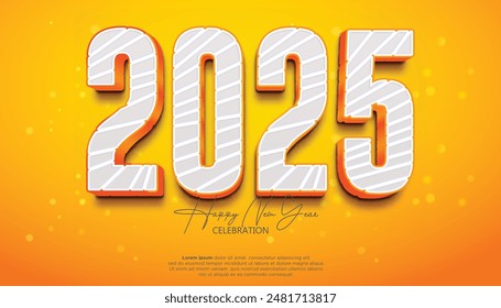 Happy New Year 2025. festive realistic elegant number for Celebrate 2025 party, calender and poster